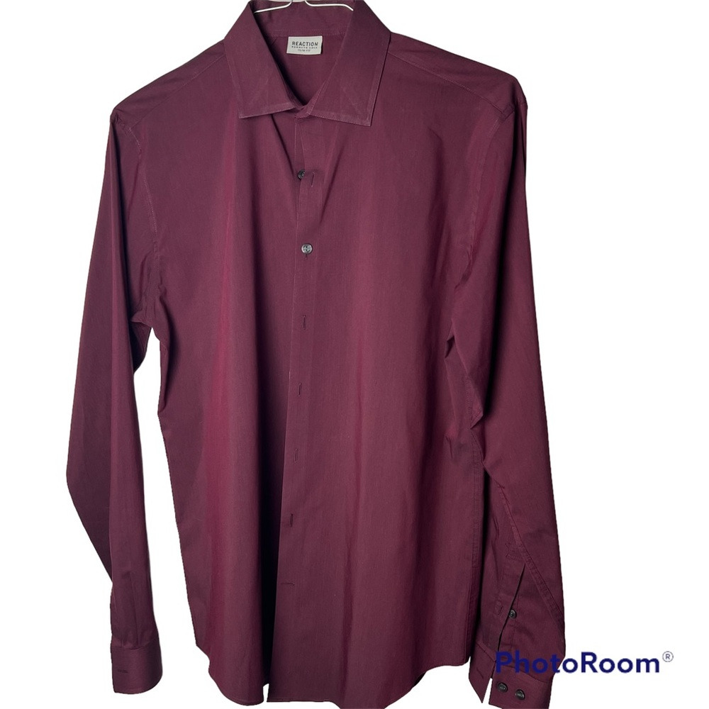 Kenneth Cole Button Down Slim Fit  Stretch Dress Shirt, Burgundy